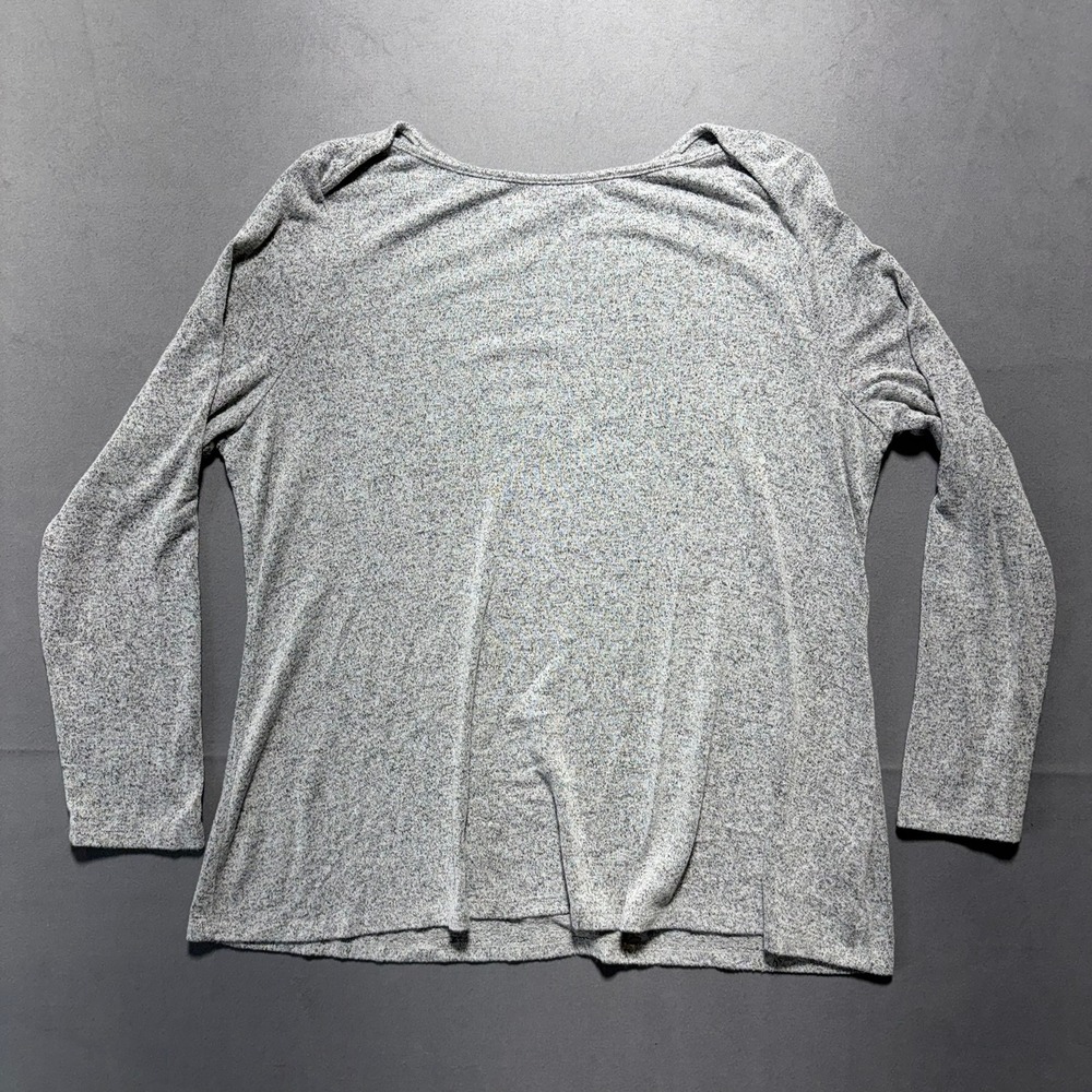 H by Halston Womens Large Gray Heathered Long Sleeve Boat Neck Top A300840